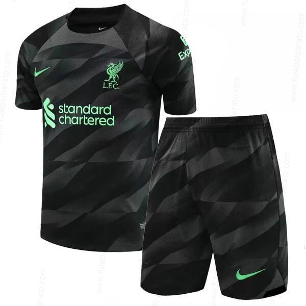 Camisa Liverpool Preto Goleiro Kit de futebol infantil 23/24